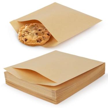Imagem de Pacote com 300 sacos de papel para biscoitos com adesivos de vedação, mangas de biscoito resistentes à graxa, 12 x 16,3 cm, sacos de padaria marrons pequenos para embalagem de rosquinhas, brownies