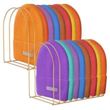 Imagem de Organizador de gorro de 2 peças, suporte de armazenamento de chapéu de malha, suporte de touca de ferro para exibição de chapéu de natação de inverno, mesa de entrada de casa, armário de quarto