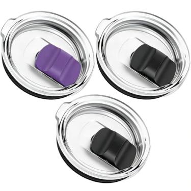 Imagem de Tampa de copo de 590 ml, tampas de substituição compatíveis com copo YETI de 590 ml, caneca de 10/680 g e Lowball de 283 g, pacote com 3 tampas de copo à prova de derramamento com interruptor