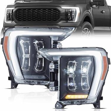 Imagem de VLAND Conjunto de Faróis de Projetor Adequados para Ford F150 2021-2023 14ª Geração Xl, Xlt, Lariat, Tremor, Raptor, King Ranch, Platinum, Limited, Luzes Dianteiras de Led com Drl