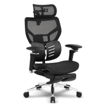 Imagem de Cadeira Escritório Ergonomica DT3 Glacius com Apoio de pé, Revestimento Mesh DT3 Polytex™, Encosto SpineSync Full™, Apoio de cabeça profissional 4D, Apoio braços 6D, Apoio lombar 2D. (Black)