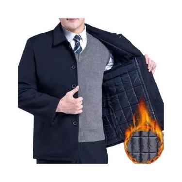 Imagem de Jaqueta De Inverno Masculina Em Fleece Quente, Cor Sólida, Casual De N