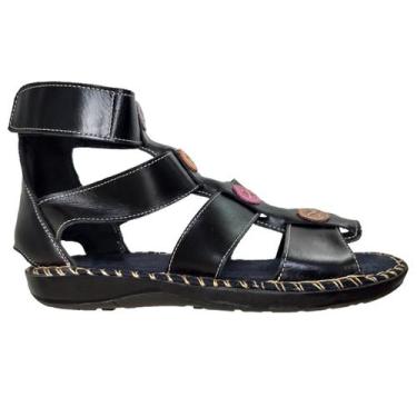 Imagem de Sandália Rasteira Feminina Couro Legitimo Preto - Dedmar, 40
