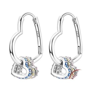 Imagem de Brincos De Argola Femininos Em Prata Esterlina 925 Com Cristal Zircon 