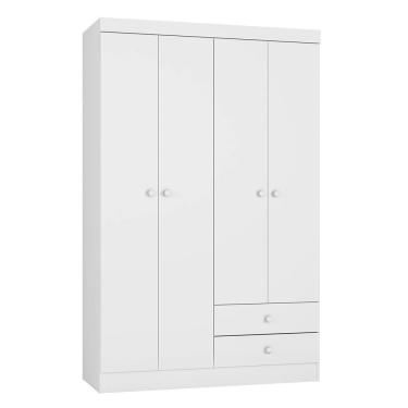 Imagem de Guarda Roupa Infantil Louise 4 Portas E 2 Gavetas Branco - Ajl Móveis Branco