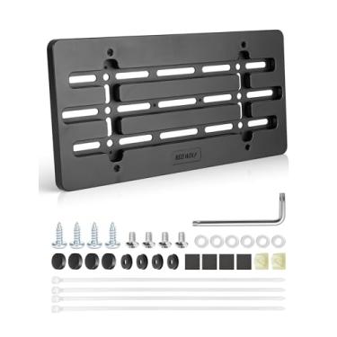 Imagem de RED WOLF Kit de montagem de suporte de placa de licença frontal universal para para-choques de carro adaptador de instalação de moldura para carro, caminhão, van, SUV com tampas de parafuso antifurto,