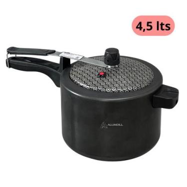 Imagem de Panela de pressão Tampa Fechamento Interno 4,5 litros Preta Teflon Ant