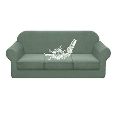 Imagem de Cobertor de Sofá para com 3 Almofadas Separadas Móveis Elástico Macio Lavável Protetor