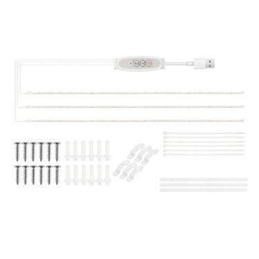 Imagem de Fitas de Luz Crescimento para Plantas LED Interiores Vermelho Lâmpada Solar 3000K Hidroponia Suplementar Suculenta com 4 Níveis Ajustáveis Brilho Temp