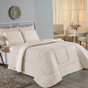 Imagem de Kit Edredom Dupla Face + Jogo de Lençol King Nobre 7 peças Malha 100% 