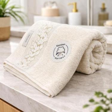 Imagem de Toalha Banho Karsten Provence Algodão Barra Jacquard Grossa, VANILLA 1