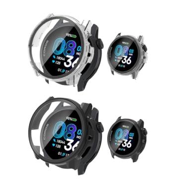 Imagem de NOUKAJU Pacote com 2 capas para COROS PACE 4, capa protetora para relógio inteligente, película de vidro temperado 9H integrada, PC rígido, fácil de instalar, protetor de tela para relógio esportivo