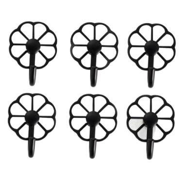 Imagem de KEG801302 Gancho para casaco e chapéu de metal sem furos ganchos de parede multiuso para chave, toalha, bolsas, copo, chapéu, pacote com 6 ganchos (preto)