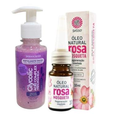 Imagem de Kit 1 Esfoliante Facial Gel e 1 Óleo Natural Rosa Mosqueta - Satori