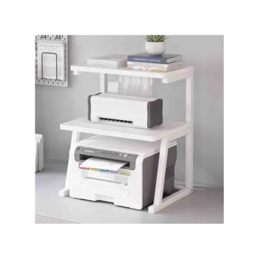 Imagem de Rack de armazenamento para impressora de escritório pequeno para escritório e casa, multifuncional e organização, copiadora multicamadas, mesa de impressora (branca)