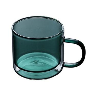 Imagem de Copos de vidro coloridos de parede dupla, xícaras de chá de vidro borossilicato, canecas de café com alça, 250 ml (verde esmeralda)
