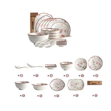 Imagem de Conjunto de jantar de cerâmica, serviço de cozinha e jantar, durável, conjunto de utensílios de cozinha, sem BPA, lava-louças, pratos e tigelas para piquenique, trailer, criatividade, decoração de