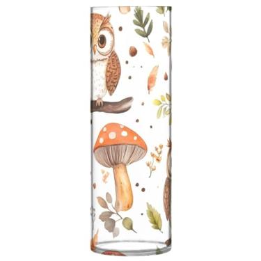Imagem de Qilmy Lindo vaso de corujas e cogumelos de desenho animado para flores, vaso de belas artes, decoração de casa para escritório, sala de jantar, sala de estar, casamento413