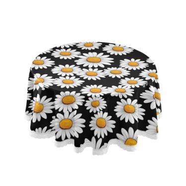 Imagem de Qilmy Toalha de mesa redonda de palmeira de treliça verde, 152 cm, resistente à água, à prova de derramamento, capa de mesa grande para jantar de reunião de família em ambientes internos e externos