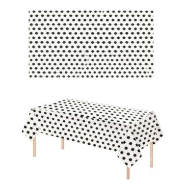 Imagem de 1 pacote com toalha de mesa retangular de futebol de 137 x 203 cm de comprimento para buffet, festa de aniversário, jantar, piquenique ou toalha de mesa para uso em eventos de cozinha