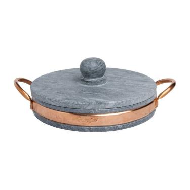 Imagem de Frigideira Gourmet com Tampa Pedra Sabão Alça Cobre 22x4cm