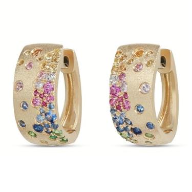 Imagem de Brincos de argola de zircônia sintética multicolorida com design boêmio para mulheres, cor dourada, joia de festa, brinco feminino