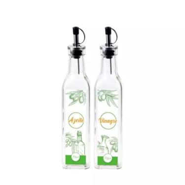 Imagem de Galheteiro de Vidro para Azeite e Vinagre, 2 Peças 620ml Total, Transparente, Design Moderno