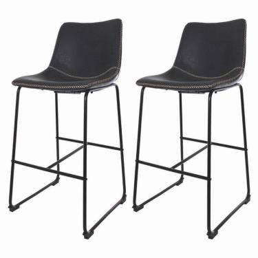 Imagem de Kit 2 Banquetas Estofadas c/encosto p/Cozinha Brusque preto