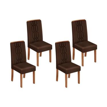 Imagem de Cadeira De Cozinha Zoe Kit 4 Un Freijó Suede Moca