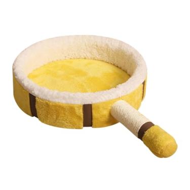 Imagem de Dualoai Cama de pelúcia para cães e gatos, aconchegante e confortável, com almofada espessa moderna, ideal para gatos de interior. Canil compacto quentinho.