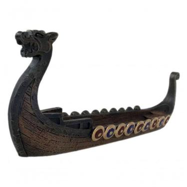 Imagem de Incensário Canoa Viking Sala Quarto Resina 9,5x24,5