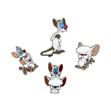 Imagem de Conjunto De 4 Pins De Metal Esmaltados Engraçados De Gato Branco Malva