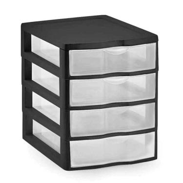 Imagem de Gaveteiro Pequeno C/ 4 Gavetas Preto Nitron