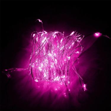 Imagem de Pisca De Led Fio De Fada 20l 2 Metros A Bateria Natal Ano Novo Cores Rosa