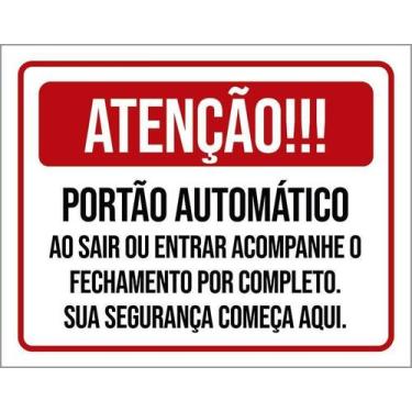 Imagem de Kit 10 Placa Acm Portão Automático Segurança 18X23 - Sinalizo