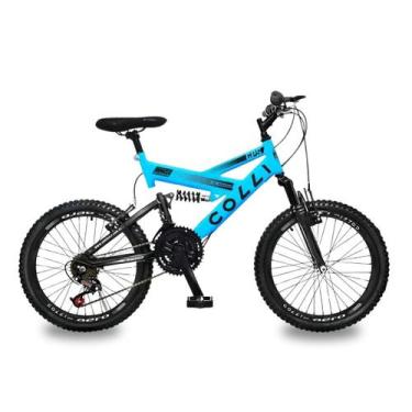 Imagem de Bicicleta aro 20 colli gps v-brake suspensão full azul champanhe 15