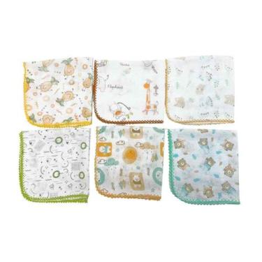 Imagem de Kit 10 Pçs Fraldinha De Boca Neutro 33X33Cm Com Crochê - Dugu