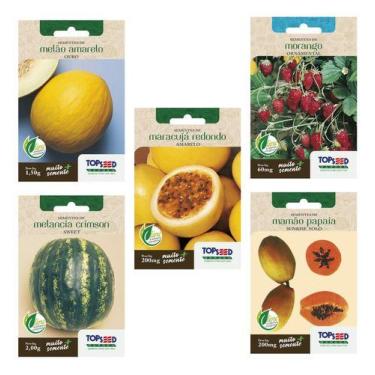 Imagem de Kit 5 Sementes Frutas Maracujá Mamão Melancia Morango Melão - Topseed