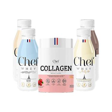 Imagem de Kit Colágeno Chef Collagen 300g + 4 Un Dose Única Chef Whey 40g com Sabores Incríveis-Unissex
