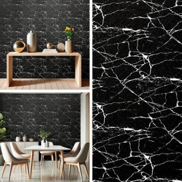 Imagem de Papel de Parede Adesivo Lavável Marmore Preto 5 Metros - Inova, Papel 