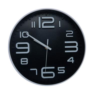 Imagem de Relógio de Parede Lyor 25cm Preto e Branco Plástico