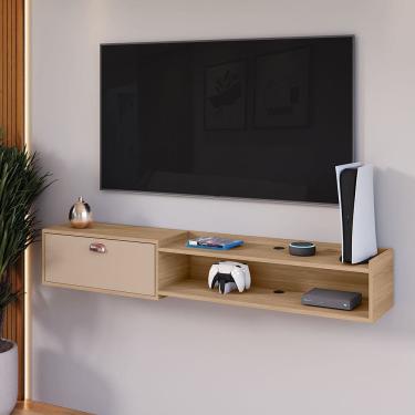 Imagem de Rack Suspenso Supremo Home TV Smart 55 Pol Porta Basculante Nicho Decoração Sala Quarto 