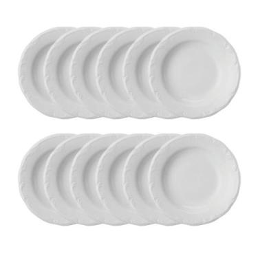 Imagem de Jogo 12 Pratos Fundos Pomerode Brancos 24 cm Porcelana Schmidt