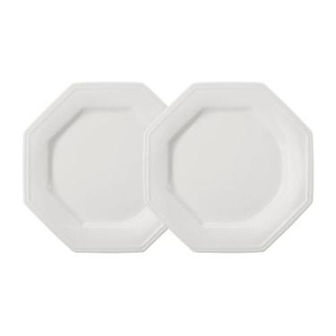 Imagem de Jogo 2 Pratos Rasos Prisma Brancos 28 cm Porcelana Schmidt