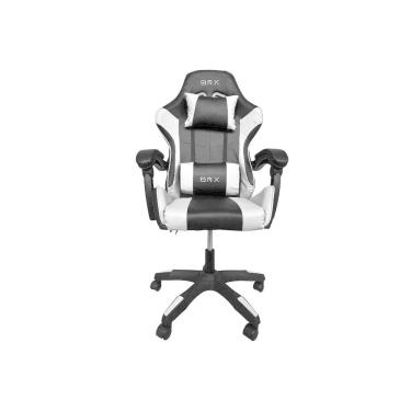 Imagem de Cadeira Gamer Impact BR-X em Tecido com Encosto Reclinável e Apoio de Braços Ajustável Branco