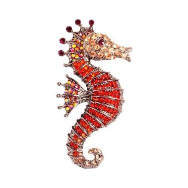 Imagem de Broche Unissex De Cavalo-Marinho Em Desenho Animado Com Diamantes, Joi