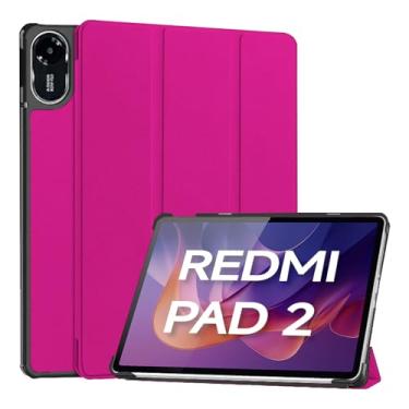 Imagem de Rino Cases Capa para Redmi Pad 2 11" (2025) - Smart Cover Magnética Rígida Multi-ângulo com Auto Despertar em Couro PU (Rosa-pink, Apenas Capa)