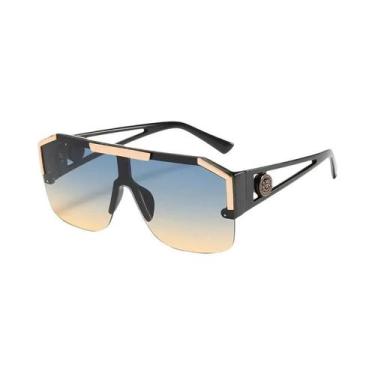 Imagem de Óculos De Sol Unissex Oversized Quadrados Da Moda UV400 Com Lentes Gra