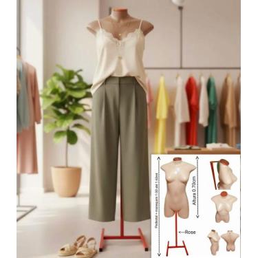 Imagem de Manequim feminino (Meio corpo modelo jó n.36) bege com tampa Rose + pe