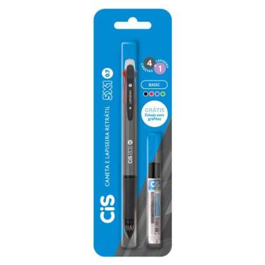 Imagem de Caneta 5 em 1 com Lapiseira 0.7mm e 4 cores cj grafite Cis -, Preta